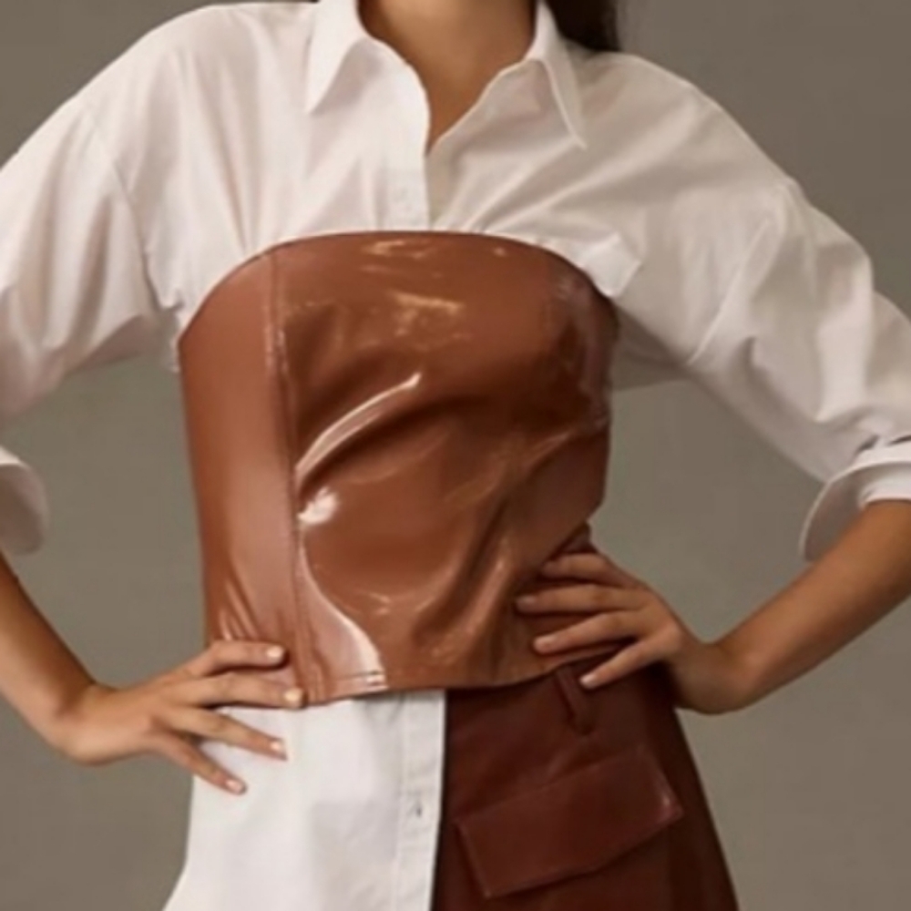 Anthropologie strapless brown top